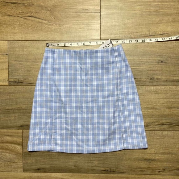 John Galt Pacsun Womens Plaid Mini Skirt Light Blue And White See Measurements‎ - Picture 2 of 11
